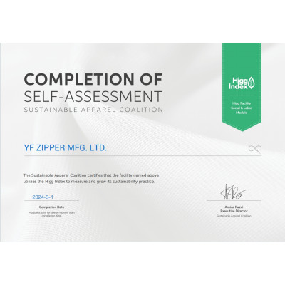 YF Higg certificate